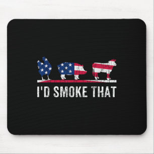 Id Smoke That Funny Barbeque Grilled Bbq Meat Love Mouse Pad