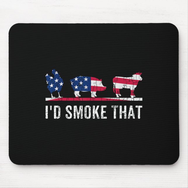 Id Smoke That Funny Barbeque Grilled Bbq Meat Love Mouse Pad (Front)