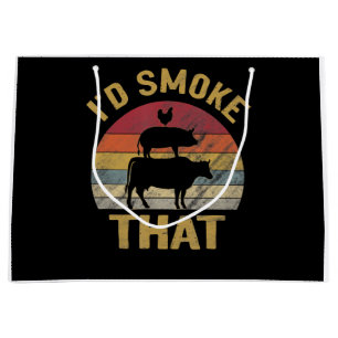 Id Smoke That Funny BBQ Meat Smoker Grill Gift Large Gift Bag