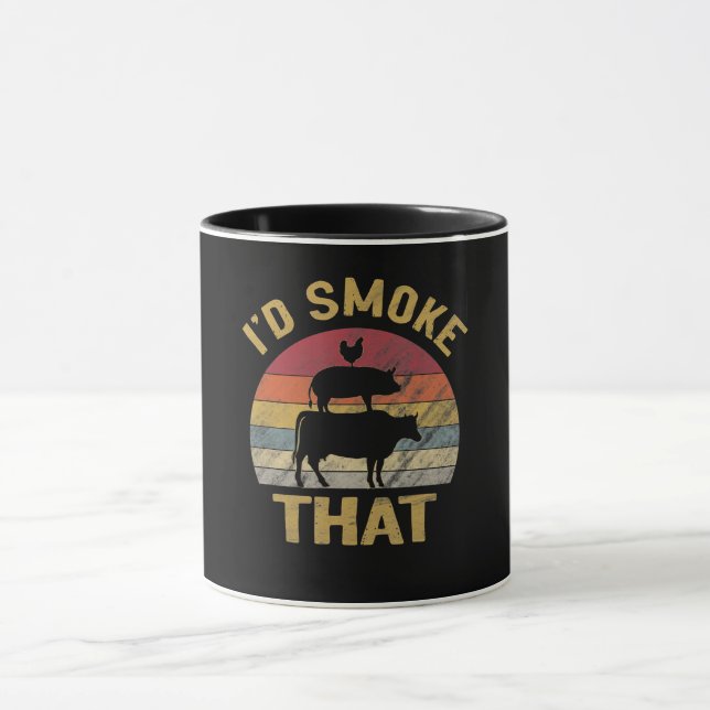 Id Smoke That Funny BBQ Meat Smoker Grill Gift Mug (Center)