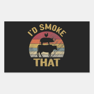 Id Smoke That Funny BBQ Meat Smoker Grill Gift Rectangular Sticker