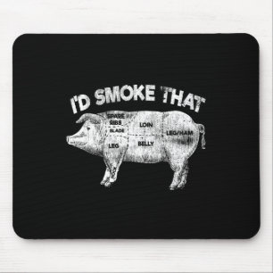 I'd Smoke That Funny Bbq Smoker Vintage Pig Meat L Mouse Pad