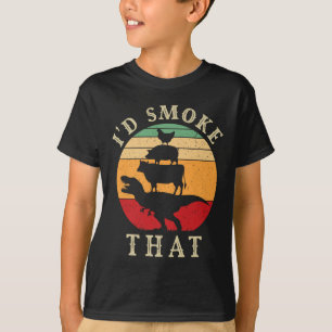 Id Smoke That Funny Bbq Vintage Meat Smoker Grill T-Shirt
