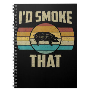 Id Smoke That Funny Retro BBQ Pig Meat Grill Gifts Notebook