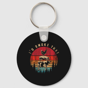 Id Smoke That Funny Smoked Meat Bbq Chef Barbecue  Key Ring