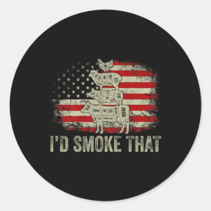 Id Smoke That Grillers Chef Pitmaster Outdoor Camp Classic Round Sticker