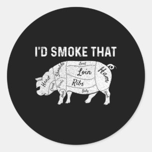 Id Smoke That Grilling Meat Bbq Smoker Father's Da Classic Round Sticker