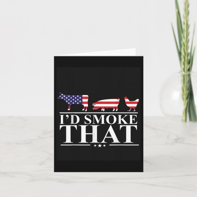 Id Smoke That Meat Pitmaster Grill Gift Funny Bbq  Card (Front)