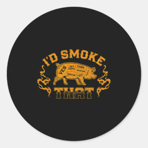 I'd smoke that pig grill bbq meat classic round sticker