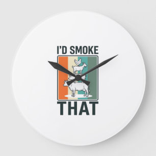 Id Smoke That Vintage BBQ Farm Animals Design Large Clock