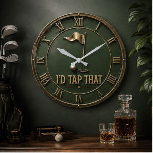 I'd Tap That Golf Funny Vintage Golfer Gift Large Clock