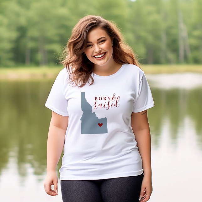 Idaho Born and Raised | Editable Colour State Map T-Shirt (Creator Uploaded)