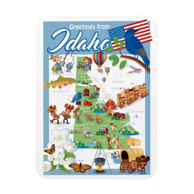 Idaho Cartoon Map Magnet (Vertical)