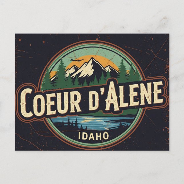 Idaho Coeur d'Alene Grunge Distressed Postcard (Front)