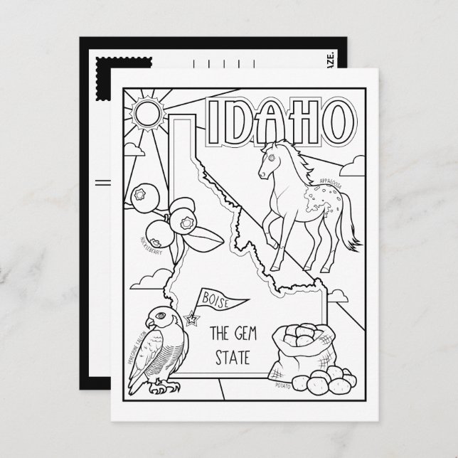 idaho colour me collage postcard (Front/Back)