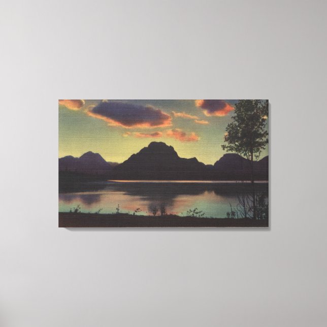 Idaho - Dusk View of Mt. Moran & Jackson Lake Canvas Print (Front)