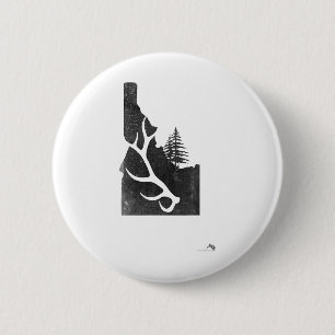 Idaho Elk Hunter With Antler Shed 6 Cm Round Badge