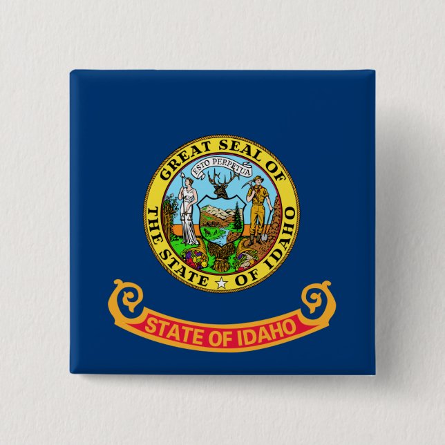 Idaho Flag: the Gem State, America Mountain West 15 Cm Square Badge (Front)