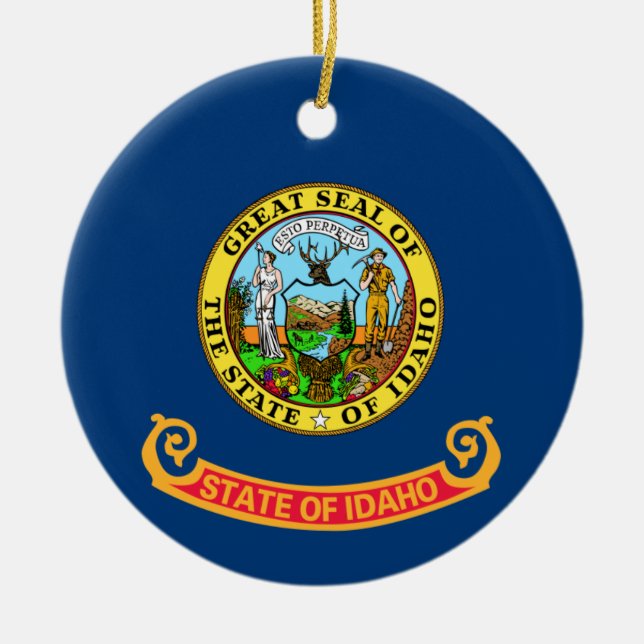Idaho Flag: the Gem State, America Mountain West Ceramic Tree Decoration (Front)