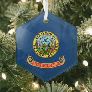 Idaho Flag: the Gem State, America Mountain West Glass Tree Decoration