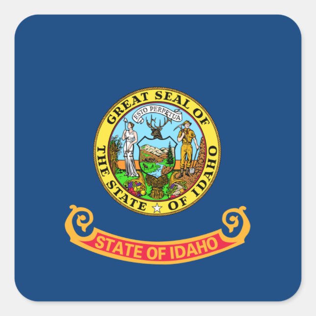 Idaho Flag: the Gem State, America Mountain West Square Sticker (Front)