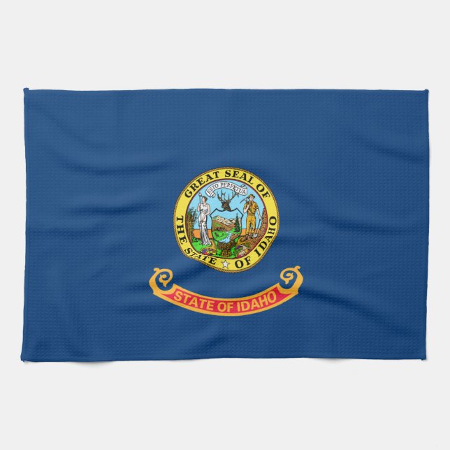 Idaho Flag: the Gem State, America Mountain West Tea Towel (Horizontal)