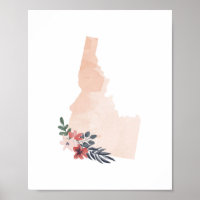 Idaho Floral Watercolor State
