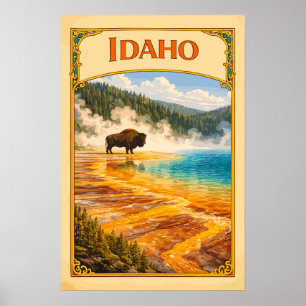 Idaho Grand Prismatic Spring Vintage Poster
