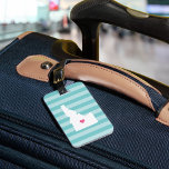 Idaho Heart | Home State Luggage Tag<br><div class="desc">Rep your home state of Idaho with this cute turquoise and pink luggage tag featuring a silhouette map of the state of Idaho with a pink heart inside, overlaid on a trendy preppy aqua stripe background. This cute design in trendy colours makes a great Christmas stocking stuffer or gift for...</div>