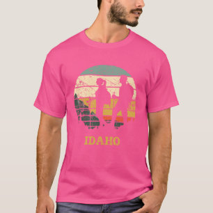 Idaho Hiking Retro Vintage Sunset Distressed Hiker T-Shirt