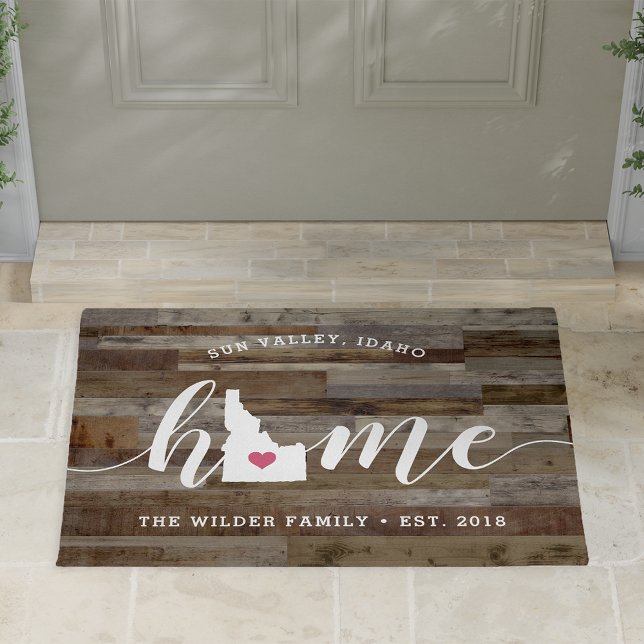 Idaho Home State Personalised Wood Look Doormat (Creator Uploaded)