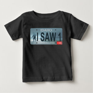 Idaho "I Saw 1" Sasquatch License Plate Baby T-Shirt