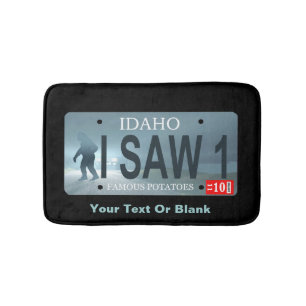 Idaho "I Saw 1" Sasquatch License Plate Bath Mat