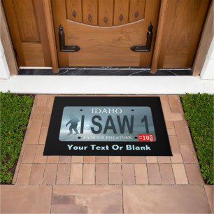 Idaho "I Saw 1" Sasquatch License Plate Doormat