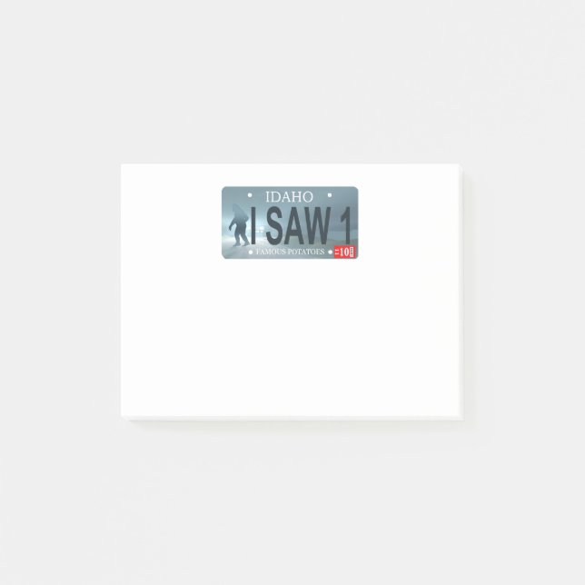 Idaho "I Saw 1" Sasquatch License Plate Post-it Notes (Front)