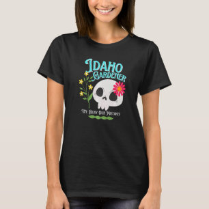Idaho Id State Rebellious Gardener Cute Skull Flow T-Shirt