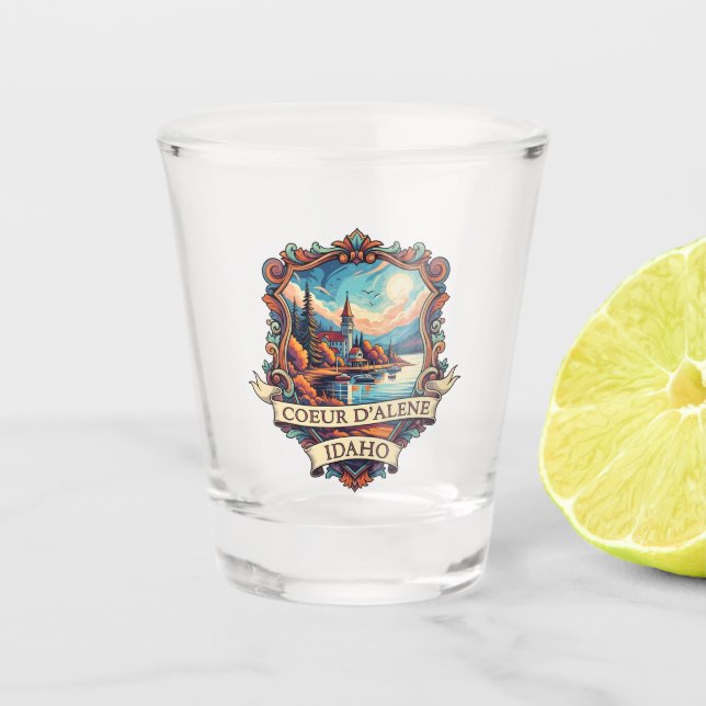 Idaho Lake Coeur d'Alene Shot Glass (Front)