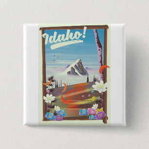 Idaho! landscape travel poster 15 cm square badge
