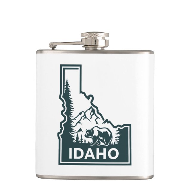 Idaho Map Bear Hip Flask (Front)