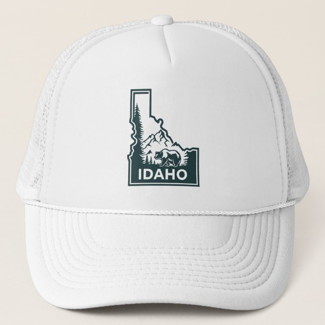 Idaho Map Bear Trucker Hat (Front)