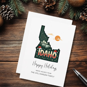 Idaho Map Happy Holidays Flat Holiday Card
