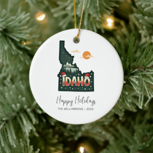 Idaho Map Happy Holidays Photo  Ceramic Tree Decoration