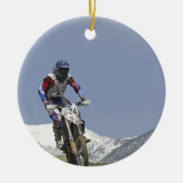 Idaho, Motocross Racing, Motorcycle Racing Ceramic Tree Decoration (Front)