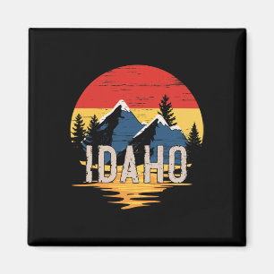Idaho Mountain Sunset Idaho Outdoors Retro  Magnet