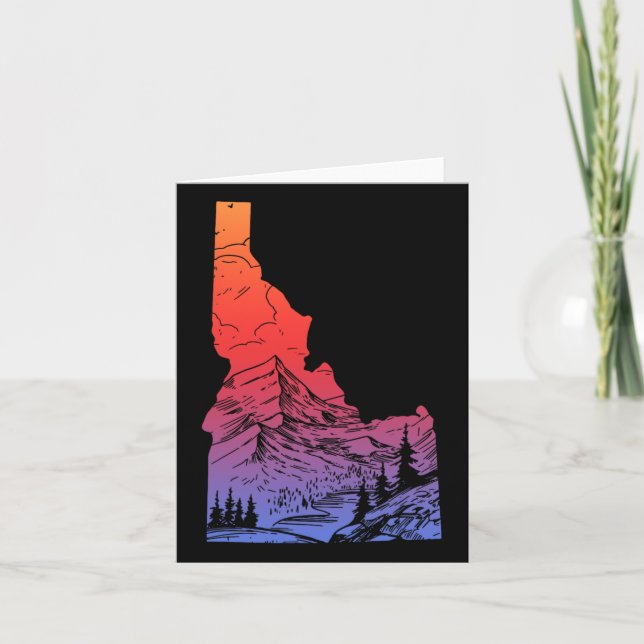 Idaho Mountains Pride State Map Hiking Camping Vin Card (Front)