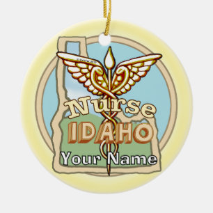 Idaho Nurse Caduceus  Ceramic Tree Decoration