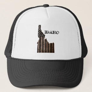 IDAHO PATRIOT BURNT WOOD BLK TRUCKER HAT