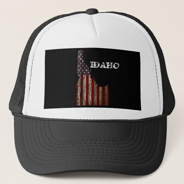 IDAHO PATRIOT BURNT WOOD CLR TRUCKER HAT (Front)