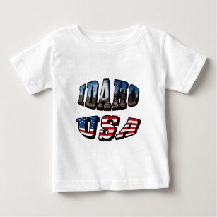 Idaho Picture State and Flag USA Text Baby T-Shirt