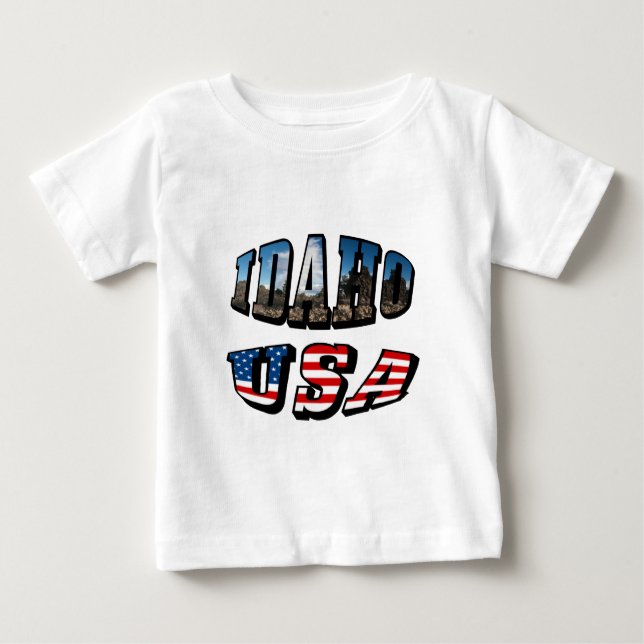 Idaho Picture State and Flag USA Text Baby T-Shirt (Front)